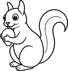 Cute squirrel line drawing ideal for children's coloring book sparking imagination and artistic skills in young artists
