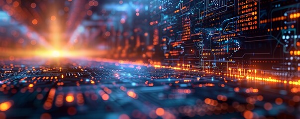 Obraz premium Digital Network and Cybersecurity Concept for Mitigating Risks in Modern Technology Environments