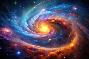 Cosmic Fusion: Intergalactic, Nebula, Swirling, Vibrant, Energetic