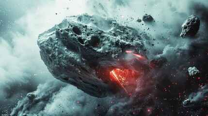 A large rock with a significant hole in it