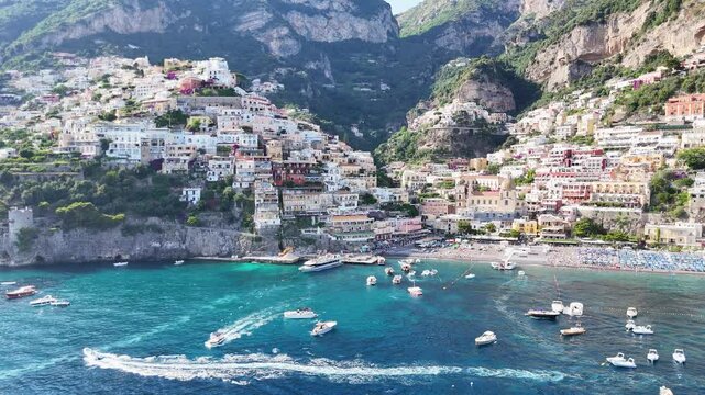 Aerial View of Amalfi and Positano, Italy