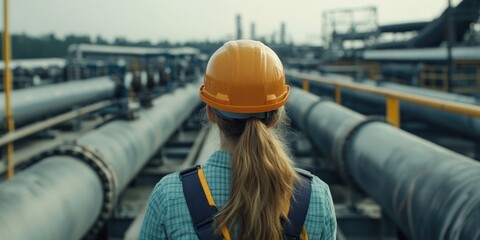 Industrial Construction Worker in Hard Hat