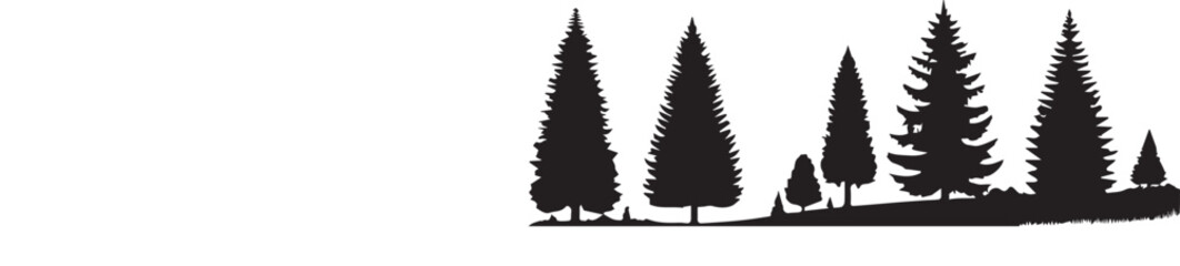 Pine trees silhouettes. Evergreen coniferous forest silhouette, nature spruce tree park view vector illustration. Coniferous woods silhouette vector  © jobaida