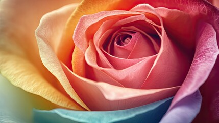 Color wheel-inspired rose with petals in various vibrant hues, arranged to form a harmonious blend of colors.