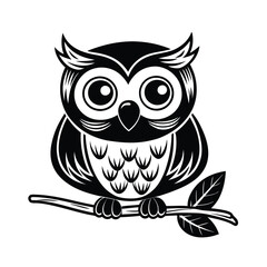Fototapeta premium Owl outline vector illustration Coloring book for children. Cute owl kawaii animal cartoon character