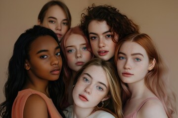 Obraz premium A group of women standing close to each other, possibly friends or family members