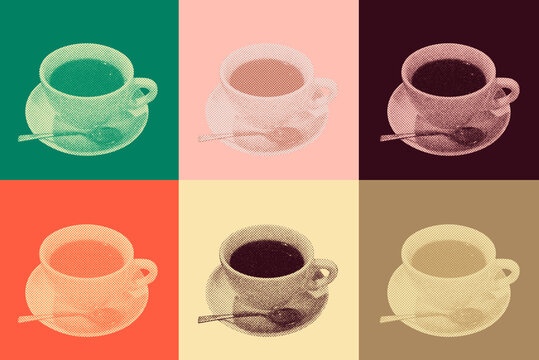 Contemporary art collage. Modern art collage coffee