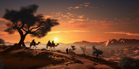 The Three Wise Men Journeying Under a Starry Night