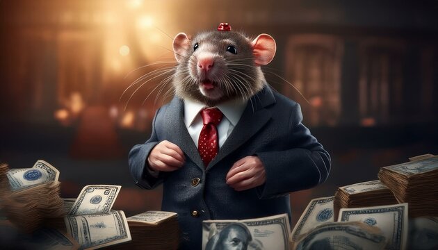 rat banker bad politician caricature, greed anger, business concept carton illustration 3445 (1)