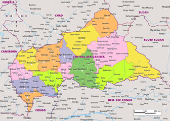 Obraz premium Political map of Central African Republic
