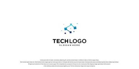 Creative technology logo design . doted logo . premium vector