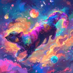 Fototapeta premium animal, colorful, cosmic, fantasy, magical