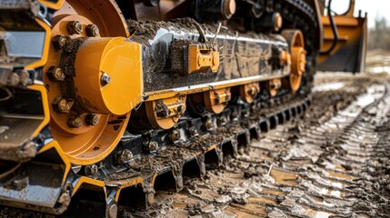 Close-up of a motor grader blade adjusting the terrain precisely