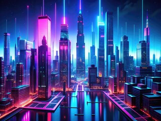 Cyberpunk Glitch: Neon-lit cityscapes distorted by pixelated interference, conveying a futuristic and dystopian mood.
