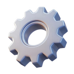 gear wheel 3d render icon isolated on transparent background cutout