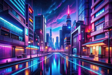 Cyberpunk Neon Dream: Futuristic, urban, vibrant, neon, digital, retro