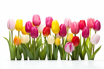 Vibrant Tulip Field in Full Bloom, A Spectrum of Spring Colors in Perfect Harmony