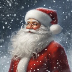 Santa Claus in profile in the snow