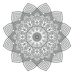 Mandala art, black and white mandala coloring page, Abstract background