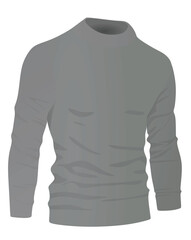 Grey  long neck t shirt. vector illustration