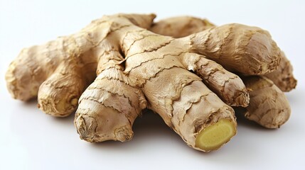 Fototapeta premium A single ginger root isolated on a white background 