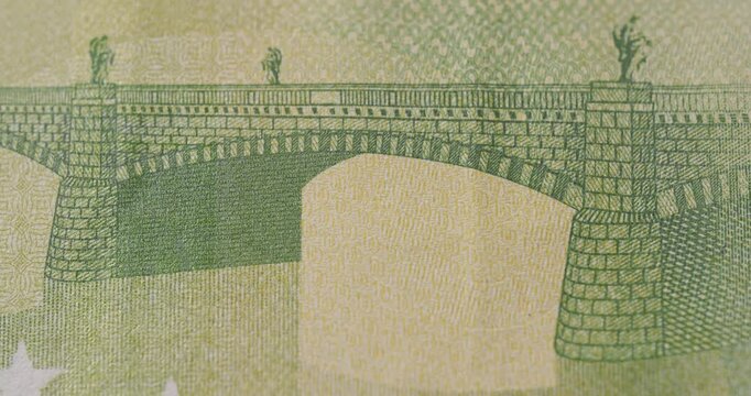 Motion animation of 100 Euro bill. Hundred Euro money cash. Stop motion seamless loop footage. Euro money closeup. Concept Finance Business Investment Success. Financial success.