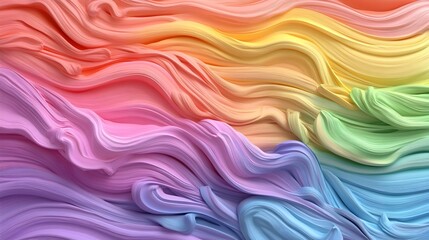 Obraz premium Expressive Vibrant Rainbow Brushstrokes Abstract Digital 3D