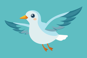 Cute flying gull bird vector art illustration