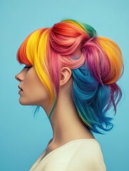 Naklejka premium Woman with colorful hair