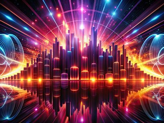 Obraz premium Dubstep_Bass_Crimson_Energetic: Pulsating basslines, distorted synths, deep crimson hues, high-energy intensity.