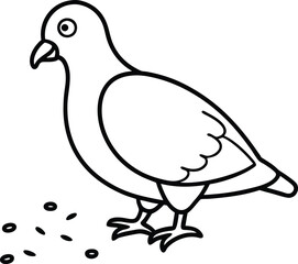 Delightful pigeon line art for kids coloring books easy to color and enjoyable for all ages
