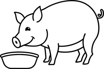 Simple pig line art perfect for kids to color and enjoy with fun and creativity
