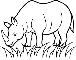 Delightful rhinoceros line drawing ideal for kids' coloring fun and developing artistic skills
