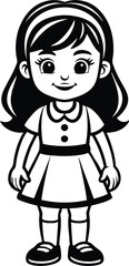 cute baby girl silhouette illustration black and white