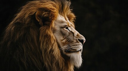 Fototapeta premium A lion with a majestic mane morphs into the face of Jesus Christ, blending strength and serenity. The image exudes spiritual power and gentle compassion.