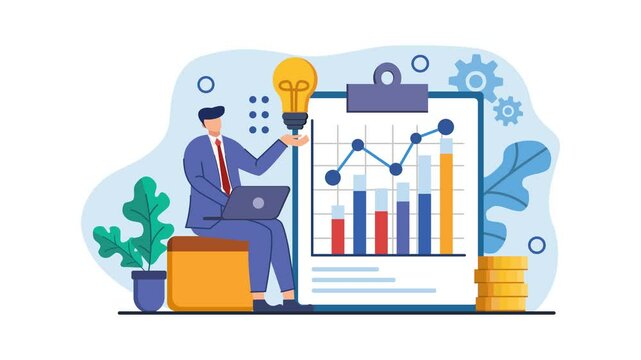 statistical data analysis animation, business improvement report and a business idea