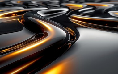 Fototapeta premium An abstract composition with intertwining black and gold curves creating a striking visual effect