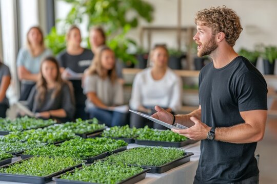 Engaged Instructor Teaching Urban Agriculture Workshop to Attentive Learners