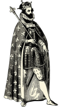 French king vintage illustration isolated on transparent background