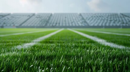 A vibrant green grass field with white line markings, ideal for sports events or outdoor activities.