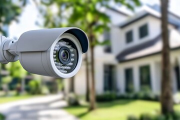 Modern Home Security Camera System Monitoring Residential Property