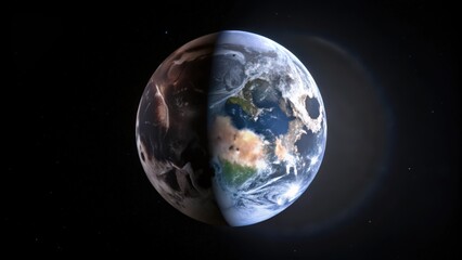 Obraz premium A Partially Burnt Earth in Space