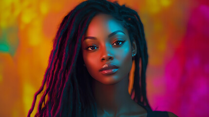 Portrait of a black woman with beatiful hair