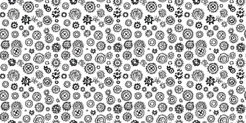 Gear pattern with an industrial, mechanical design. seamless background pattern