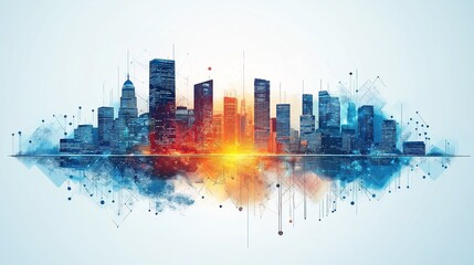 Obraz premium Business Background Banner Featuring Modern Office Buildings and Innovative Technology, Representing the Future of Corporate Development and Professional Growth in a Dynamic Urban Environment