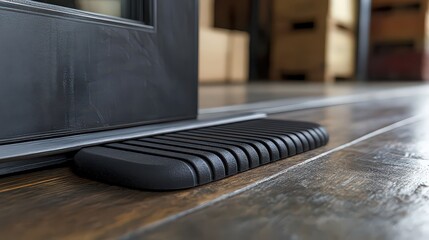 Imagine a heavy-duty door stopper made of thick, durable rubber.