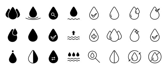 Water drop icon set. Set a drop of water