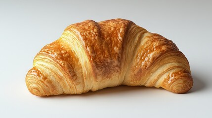  Golden, flaky croissant on a white background.