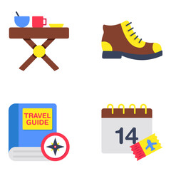 Set of Travel and Enjoyment Flat Icons

