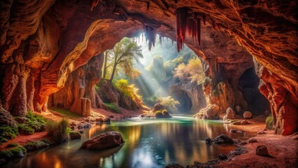 Enchanted Spanish Cave - Mysterious, Ethereal, Intriguing, Brown, Red, Shadows